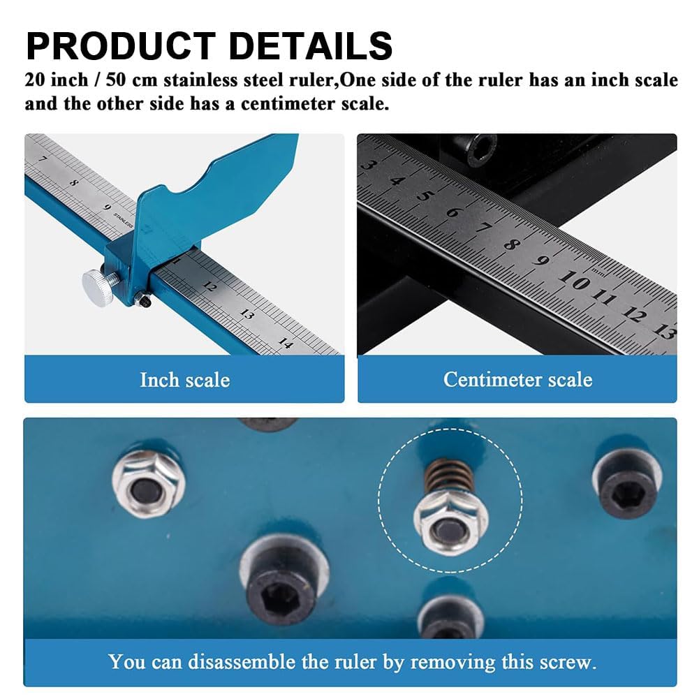 Kit professionale con guida DIN e tronchesi – Strumento manuale da banco con lama a doppia scanalatura, righello da 50 cm e cursore di trasferimento, taglio di precisione per binari in acciaio
