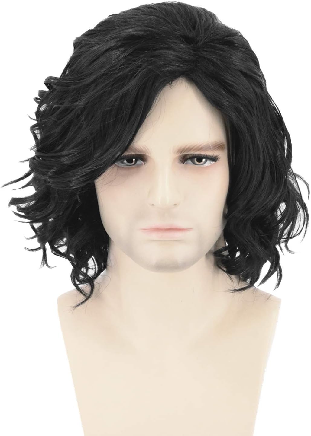 Topcosplay Mens Hair Wigs Black Short Curly Fluffy Cosplay
