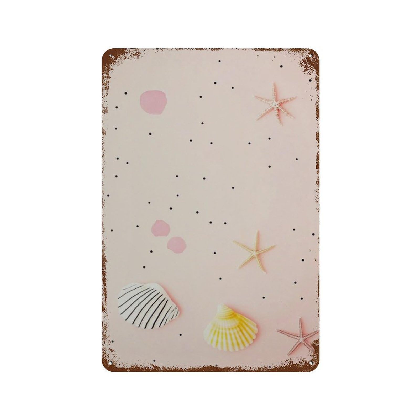 xiaoxiaoshen Seashell Starfish Coastal Beach Minimal Ocean Soft Pastel Marine Work Wall Decor Art Metal Tin Poster Modern Home Decor Art Home Bar Shop Decorations Vintage Sign 30x20cm