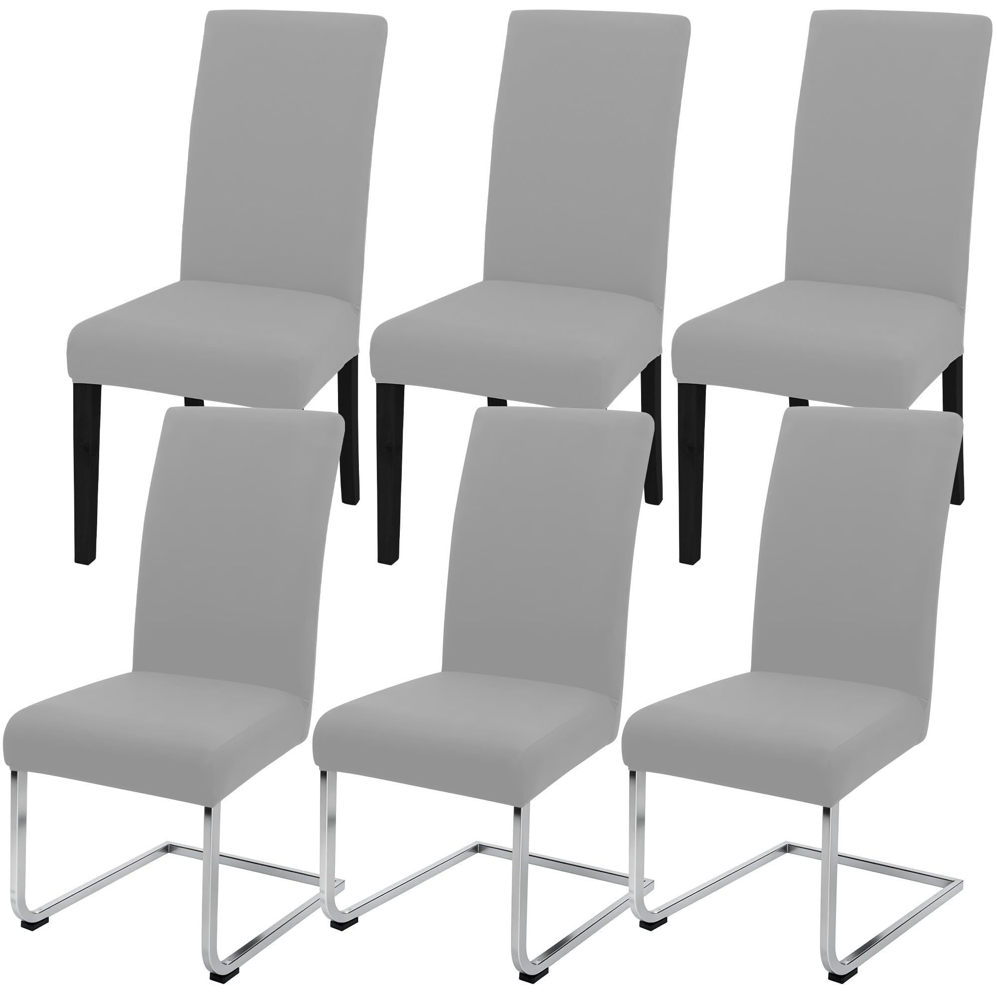 Stuhlhussen Stretch Stuhlbezug Set 6 Stück, elastische abnehmbare waschbare Stuhlhusse für Esszimmerstuhl, Schwingstuhl, Schaukelstuhl, Küche, Wohnzimmer, Büro, Hotel, Restaurant, Bankett