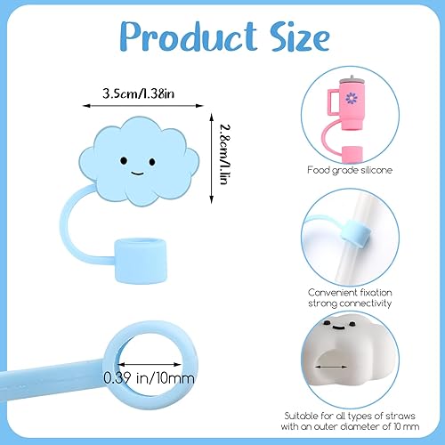 Miniatura 2 de 8 tapas de pajita, cubierta para popotes Stanley de 30 y 40 onzas, tapas de silicona lindas en dos formas, tapas de paja portátiles para puntas de