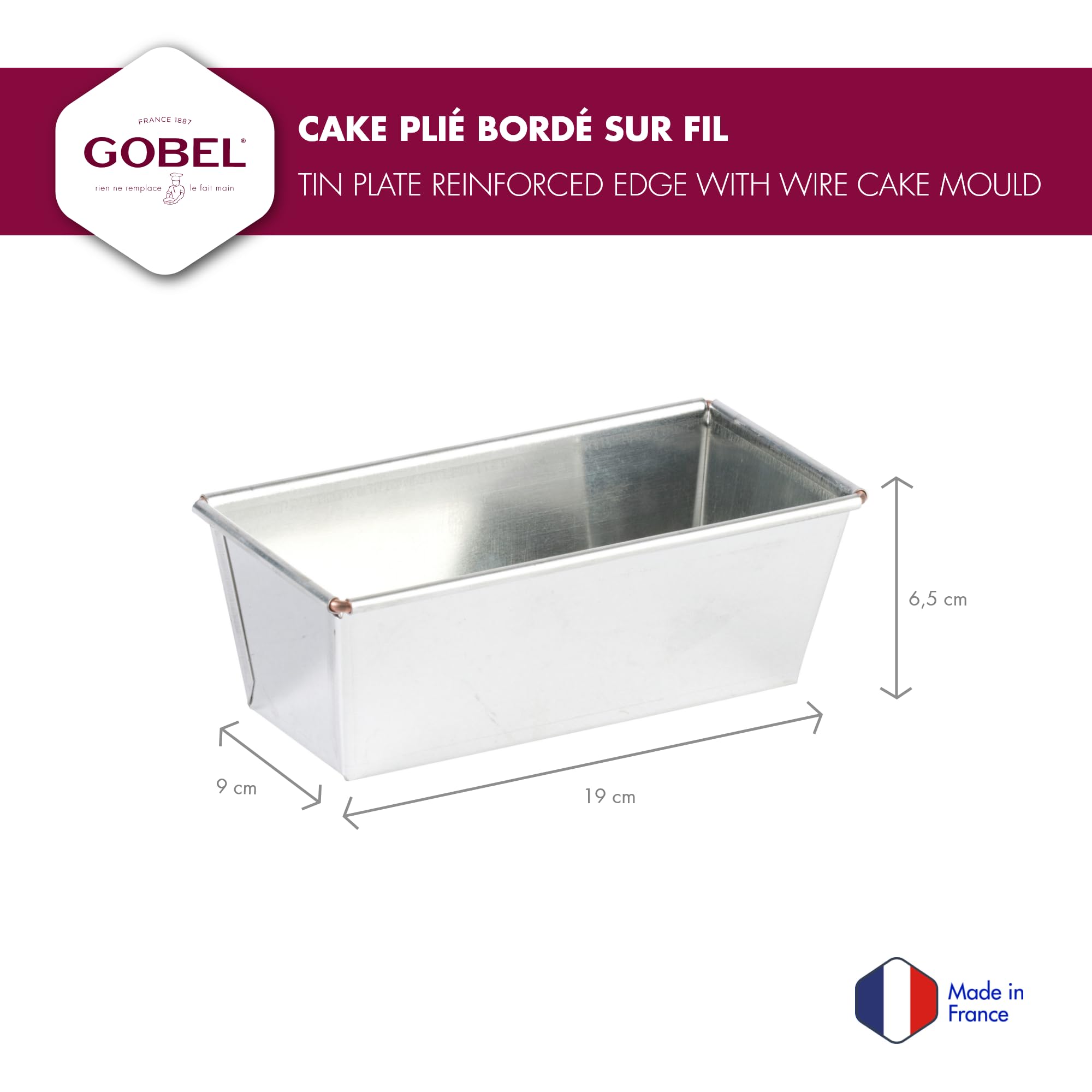 GOBEL - Molde plegado para tartas con borde de alambre - Hojalata - Material reciclable - 18 x 8 x 6,5 cm