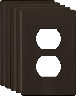 ENERLITES SI8821-BR Duplex Outlet Receptacle Cover, Screwless Wall Plate, Standard Size, 1-Gang 4.68" x 2.93", Unbreakable Polycarbonate Thermoplastic, UL Listed, SI8821-BR-5PCS, Brown, 5 Pack