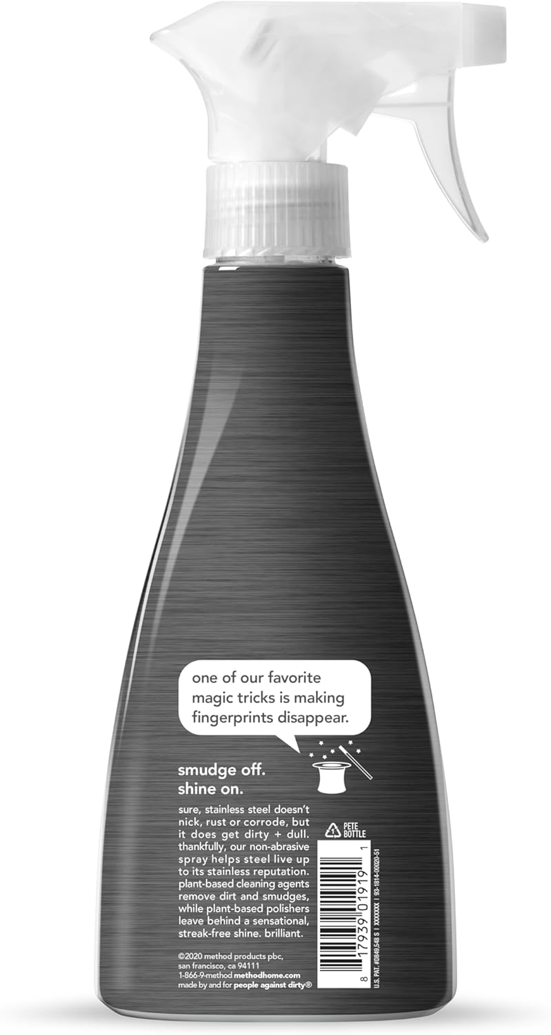 Method Stainless Steel Cleaner + Polish, Apple Orchard, Cleans Fingerprints and Smudges, 14 FL Oz (Pack of 6)