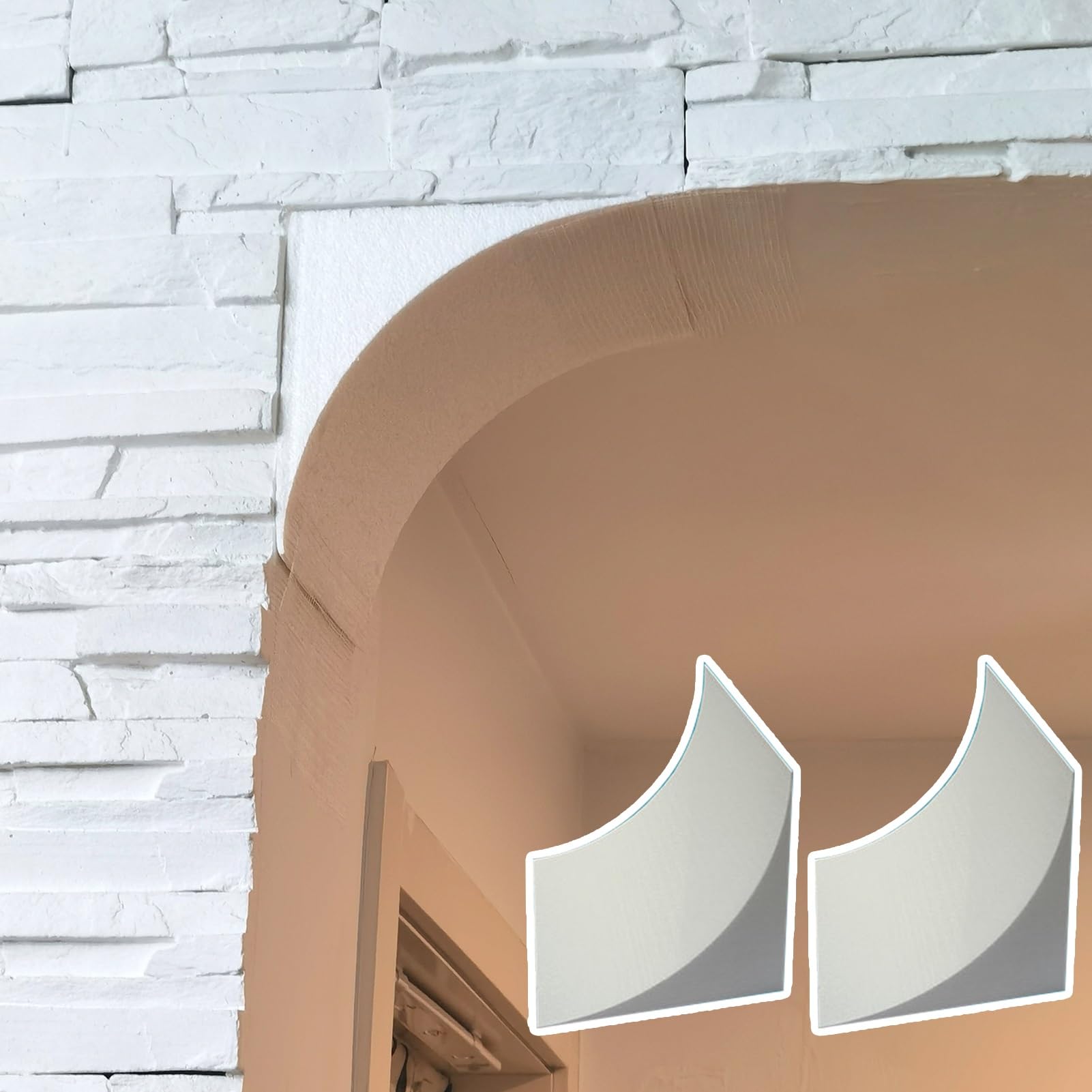 2 PCS Precurved Foam Arch Kit for Doorway, Easy DIY Installation Rounded Door Frame Arch Kit, Decorative Elegant Interior Archway Mold(38x38x38cm/15x15x15")