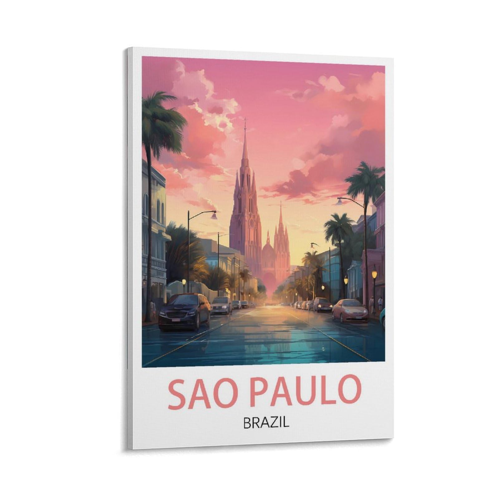 Cyyhgee Frame-Style Sao Paulo Brazil Vintage Travel Poster 08X12inch(20X30cm) Canvas Poster Wall Art Living Room Home Decor