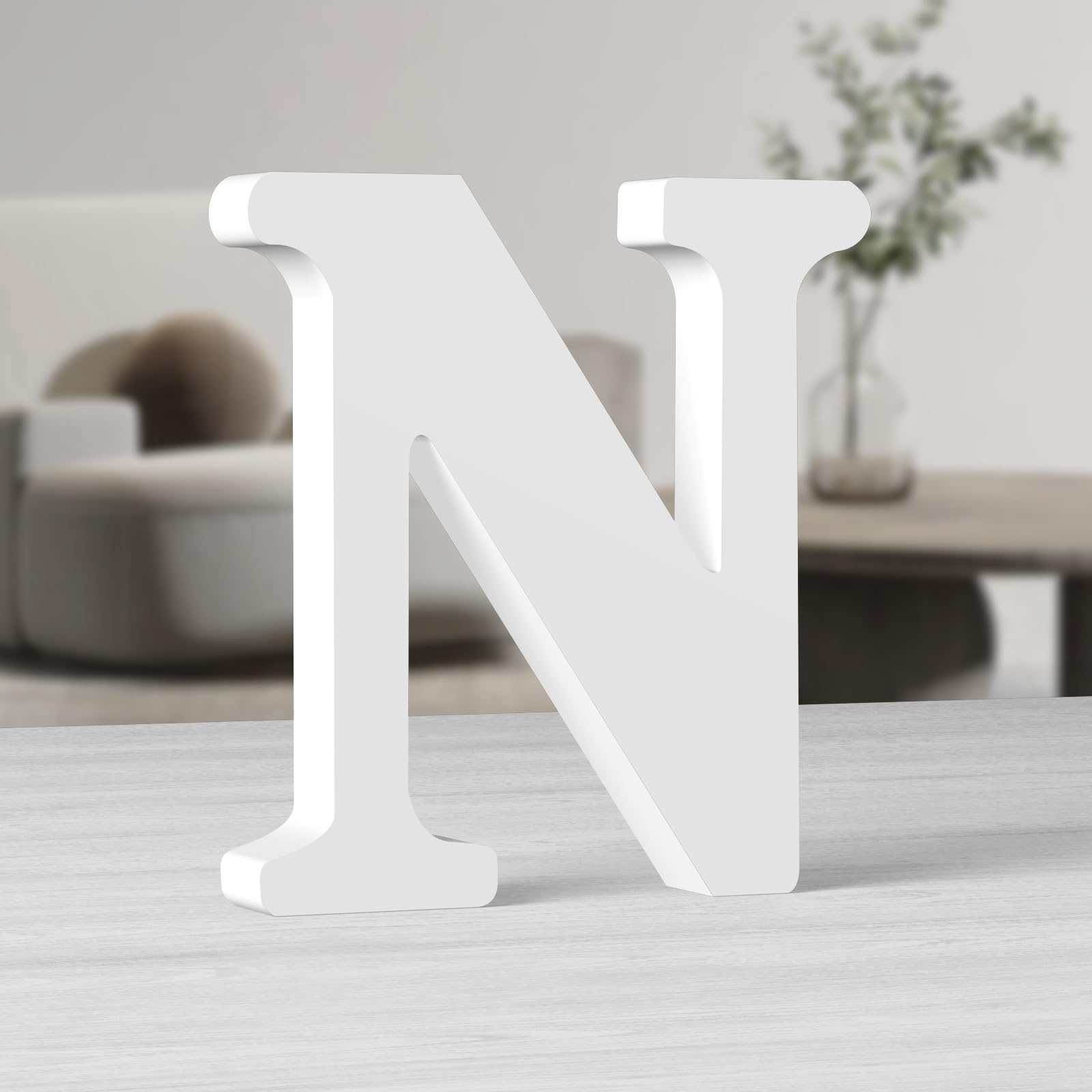 AOCEAN 10 Inch White Big Wood Letters, Unfinished Wooden Letters for Wall Decor Decorative Standing Letters Slices Sign Board Decoration for Craft