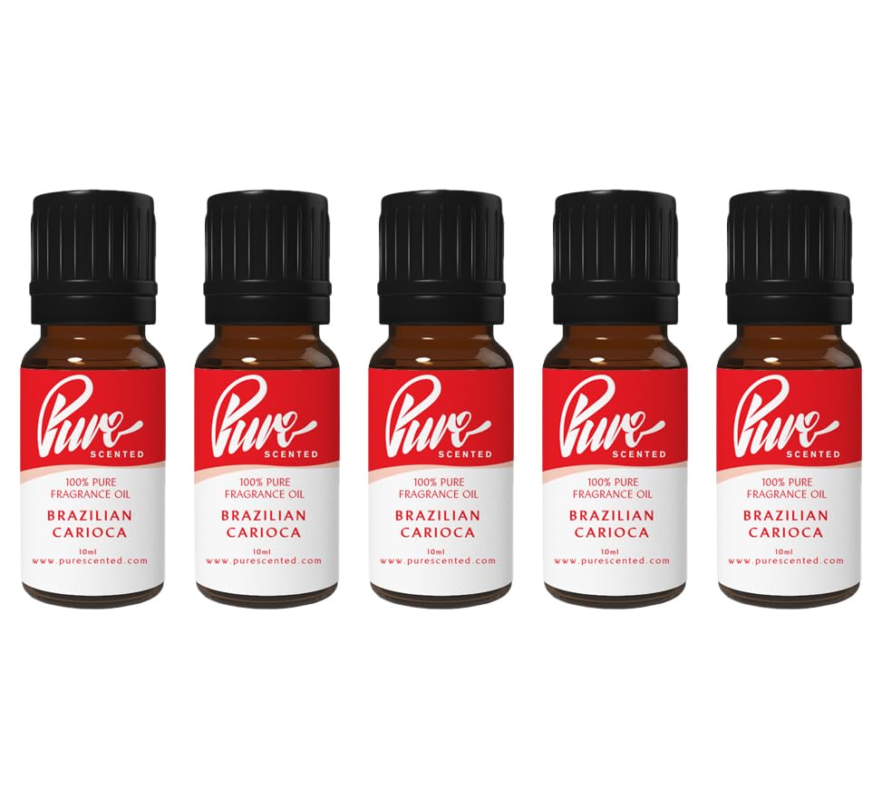 Pure Scented 50ml Fragrance Oils - 5 x 10ml Suitable for Candles, Soaps, Slime, Diffusers, Cosmetics, Wax Melts, Designer (5 x 10ml, Brazilian Carioca)