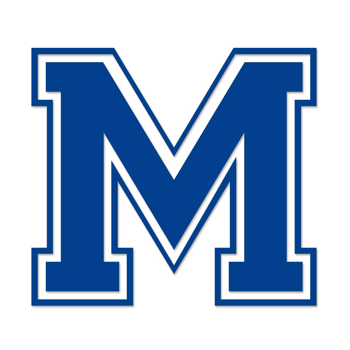 Applicable Pun Varsity Letter M - Vinyl Decal for Outdoor Use on Cars, ATV, Boats, Windows and More - Blue 6 Inches Tall