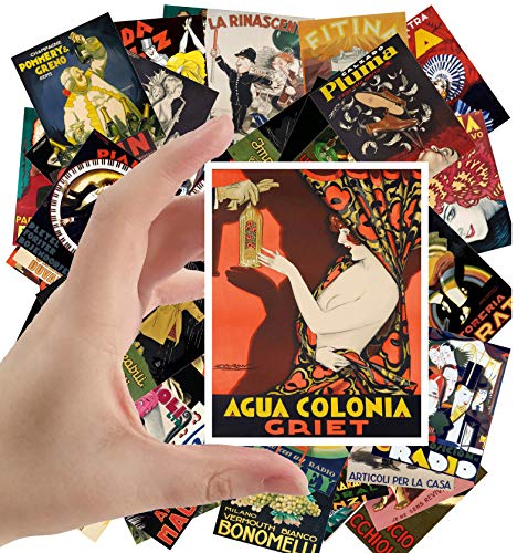 Large Stickers (24 pcs 2.5'x3.5') Vintage Ads Advert Posters Art Deco Bauhaus