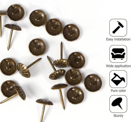 EXCEART 100pcs Decorative Thumb Tacks Push Pins Sofa Furniture Thumbtacks Flower Thumb Tacks Gold Pushpins for Photos Wall Maps Bulletin Board