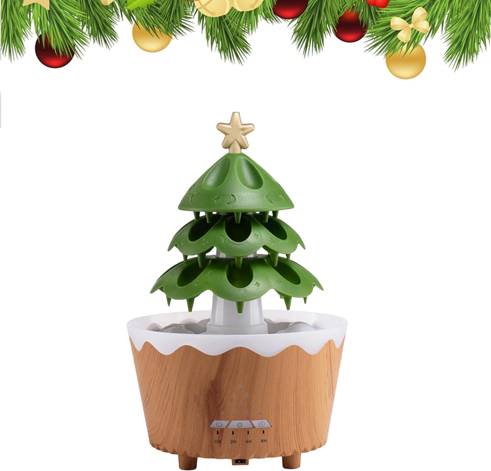 Christmas Tree Diffuser,Remote Control Christmas Tree Humidifier,7 Color Gradient Lights Christmas Tree Essential Oil Diffuser,Can Be Timed Switch, Cute Diffuser for Home Christmas (Brown)