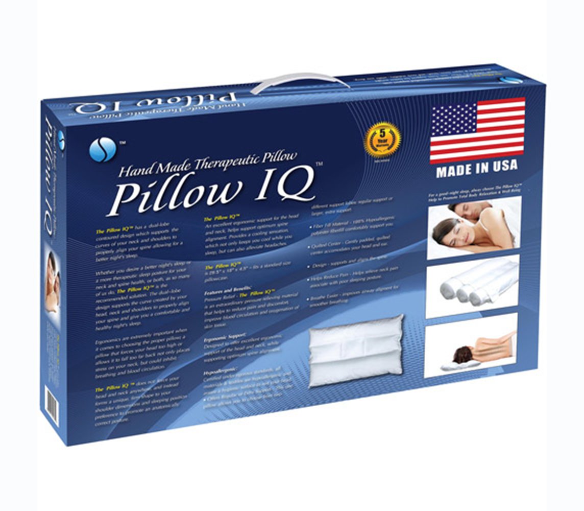 Pillow IQ Hand Made Therapeutic Hypoallergenic Fiber Pillow - MADE IN USA
