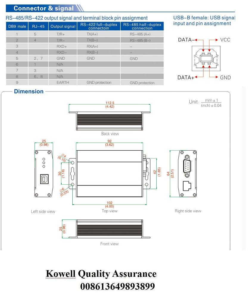 UTEK ut-820e USB a 422/485 vonverter (1 puerto USB A RS-485/422 convertidor de serie con protección ESD)