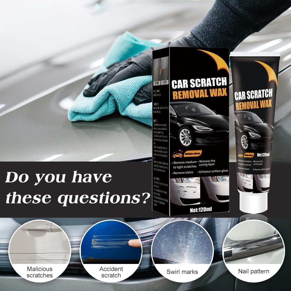 Car Scratch Remover Wax, 2026 Car Scratch Repair Paste for Deep Scratches, Scratch Remover for Vehicles, Universal Car Scratch Removal Wax with Wipe and Sponge (1PCS) — view 4