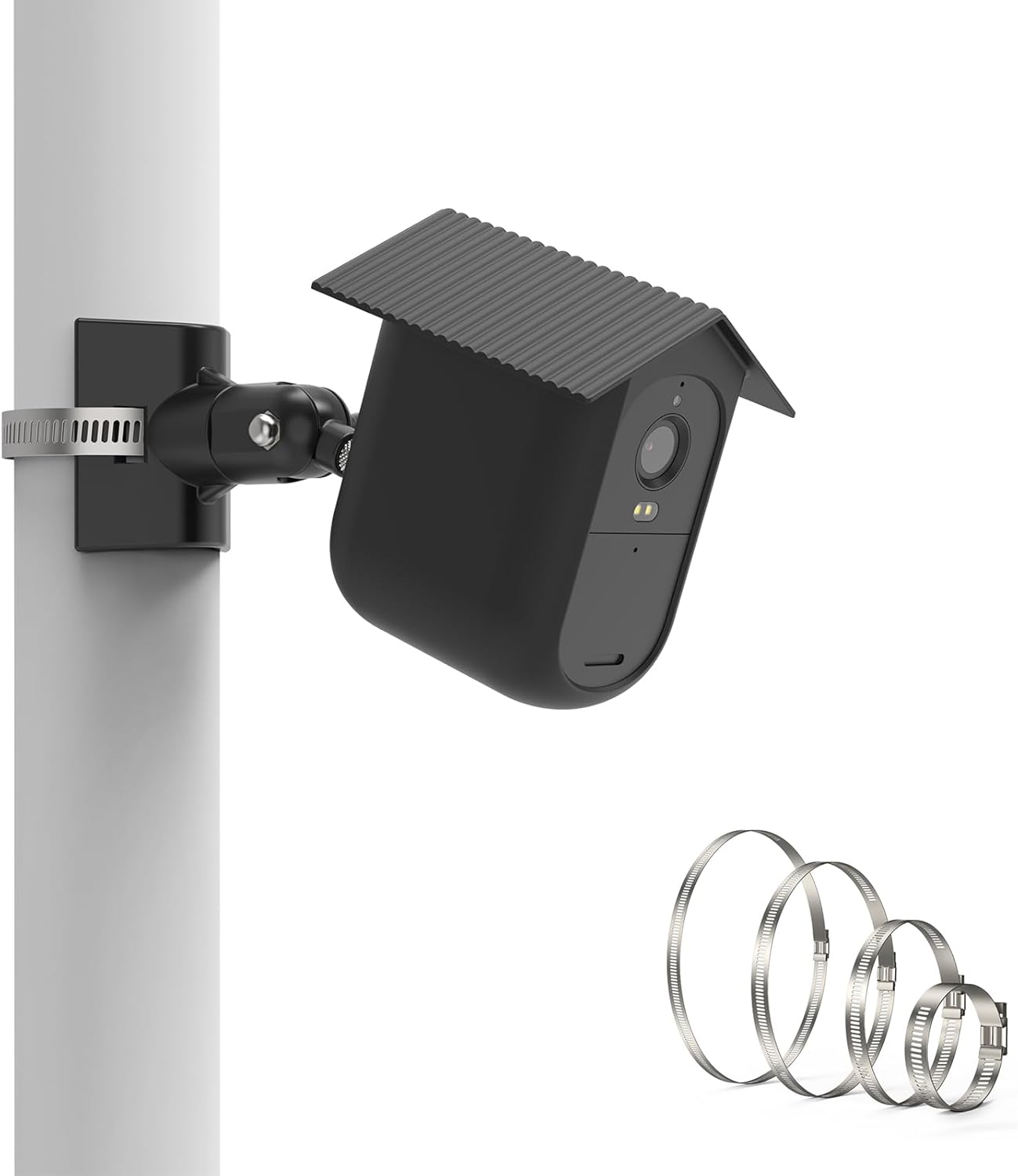 Pole Mount Bracket with Silicone Cover Skins Compatible with Arlo Essential XL Camera (2nd Gen)(Black)