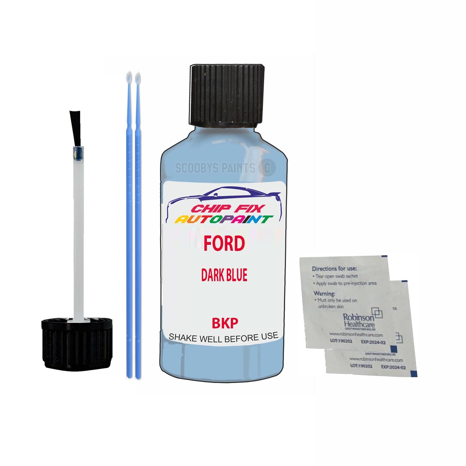 Scoobys Paints Back In The Mix Dark Blue Touch Up Paint For Ford Transit Van Bkp 1976-200530Ml Bottle Brush Scratch Stone Chip Repair Pen