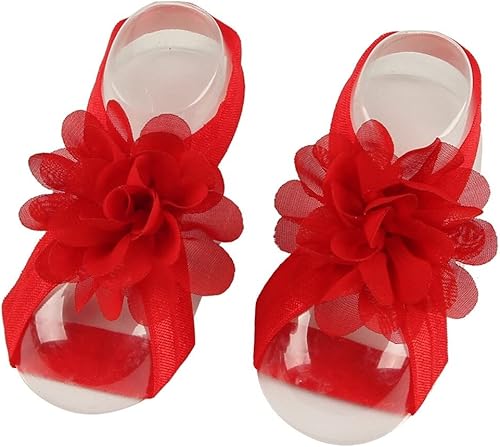 Miniatura 9 de Eforcase 12 pares de sandalias descalzas para bebé y niña, sandalias descalzas de flores para bebés recién nacidos, niñas pequeñas