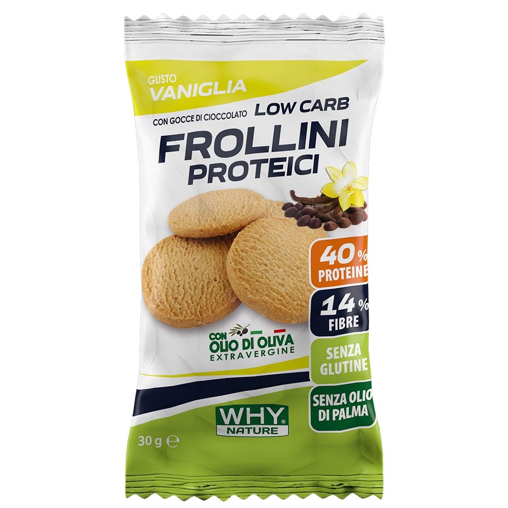 Box da 25Pz. Frollini Proteici 30g SENZA GLUTINE Why Nature (Vaniglia gocce di cioccolato)