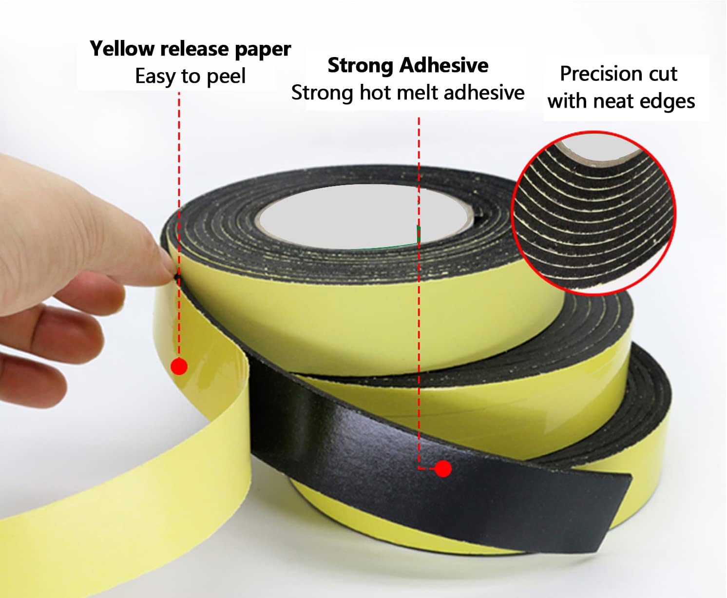 Weather Stripping Foam Tape,Foam Tape 2 Pcs EVA Sponge, Length 3 Meters Thickness 5mm Single Sided Shockproof Strip, Width 20-30mm,25mm×3m(2 Pcs) (Color : Black, Size : 25mmx3m(2 Pcs)) ( Color : Black