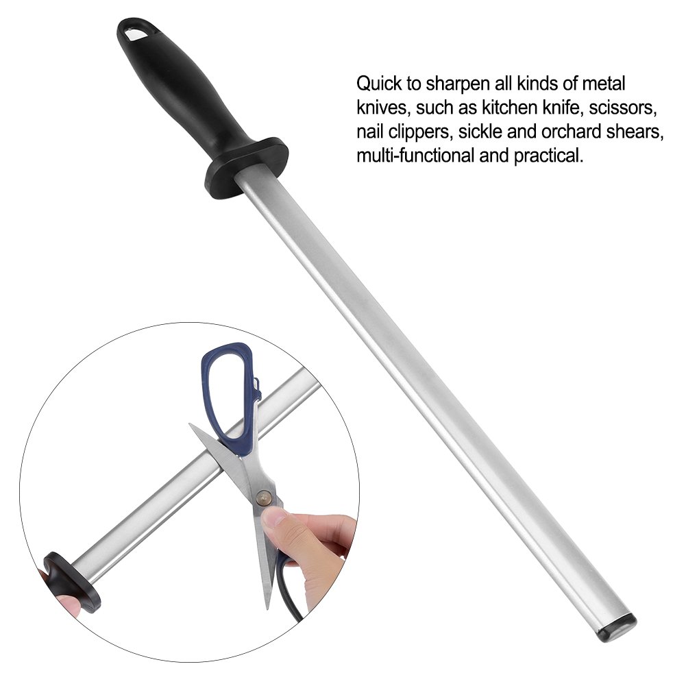 Rifle de afilar diamante grano 30 cm, afilador de cuchillos de acero de 600 granos afilador de cuchillos diamante palo afilador con mango para cocina y caza