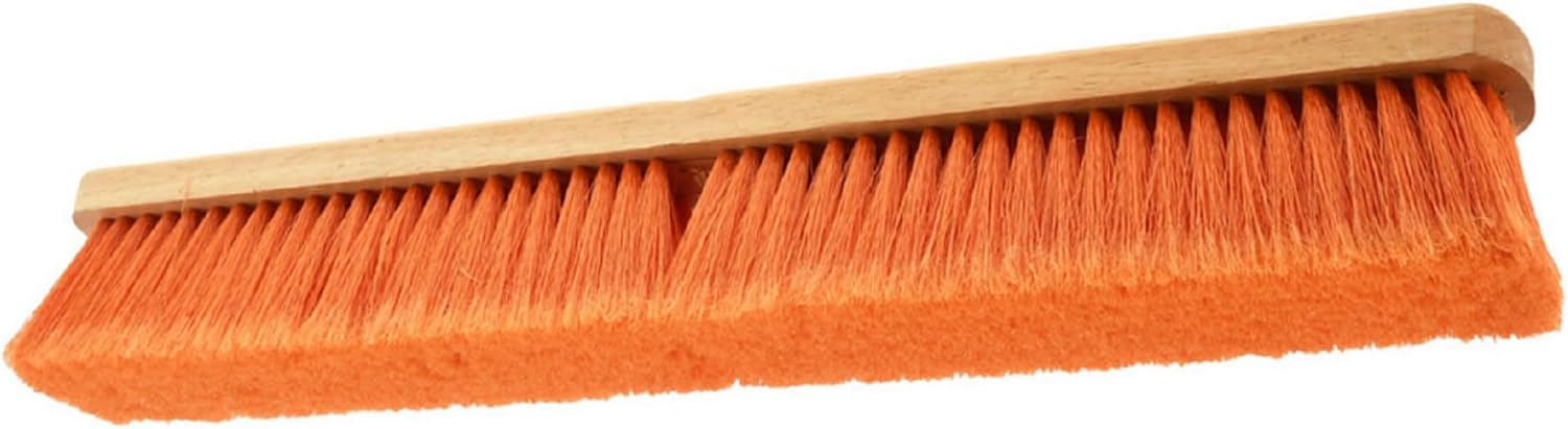 PRO SOURCE Safety Orange Push Broom Head with Threaded Wood Block: Extra-Wide 36 inch