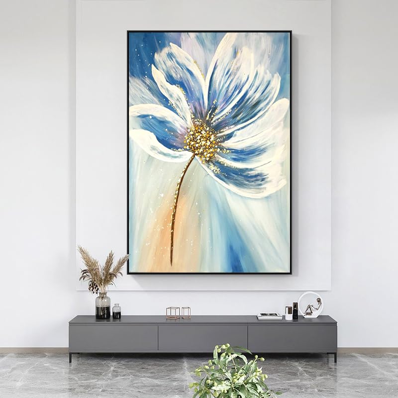 Générique Tableau Sur Toile, Décoration Murale Originale, 100% Peinte À La Main, Peintures À L'Huile Sans Cadre Sur Toile, Motif Fleur De Lotus, Œuvres...