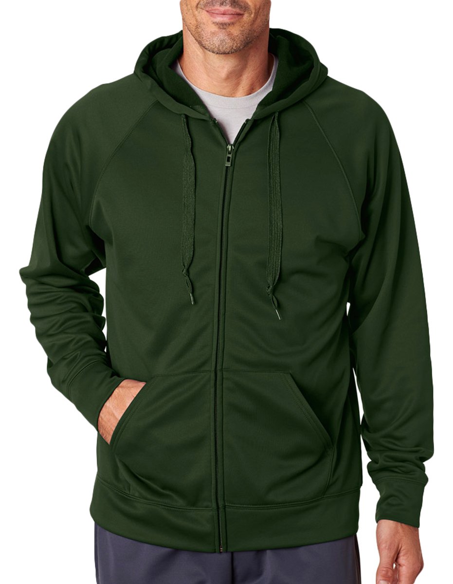 Sudadera Jerzees con capucha y cremallera completa en color verde bosque talla S 4