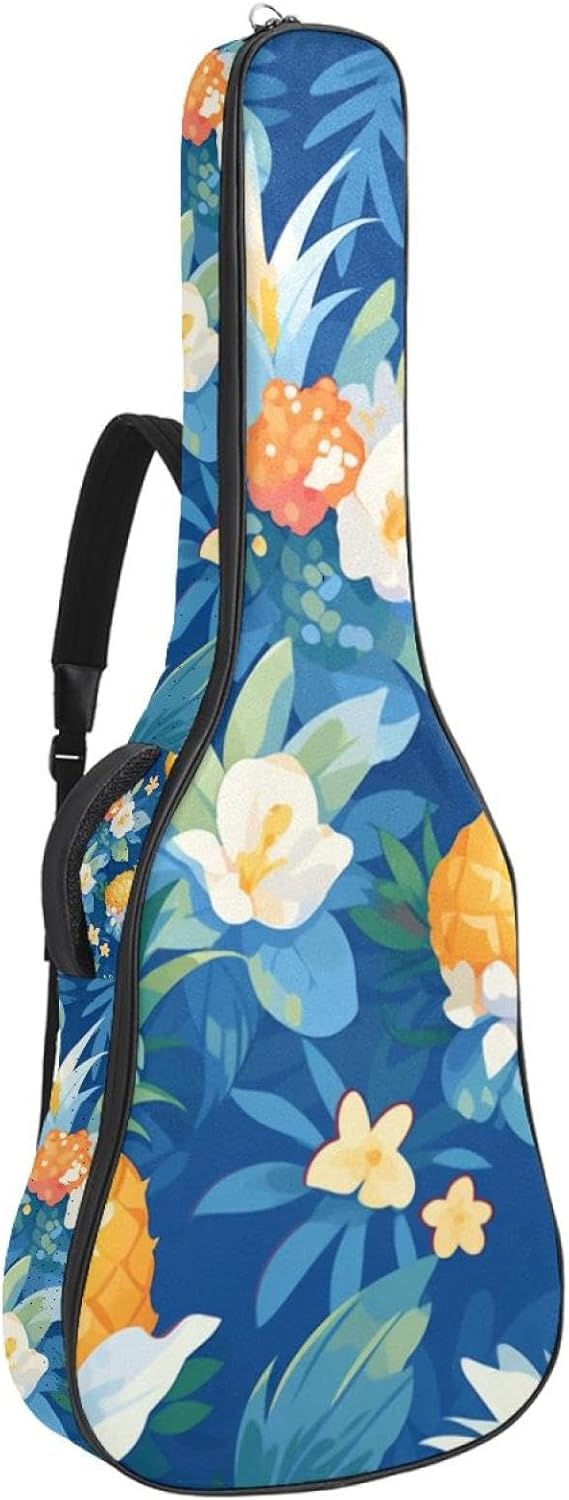 Colored Pineapple Guitar Bag 40 41 42 In 2 Pockets Guitar Case Waterproof Guitar Case Resistent Oxford Cloth 0.4 In Extra Thick Sponge Padded for Acoustic Guitar