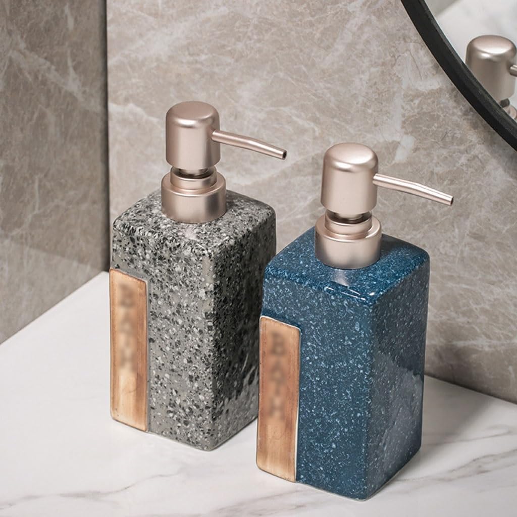 Kitchen Soap Dispenser Multifunctional Home Ceramic Soap Dispenser Press Dispenser Bottle Hand Soap Bottle Shampoo Shower Gel Bottle Bathroom Soap Dispenser(C)