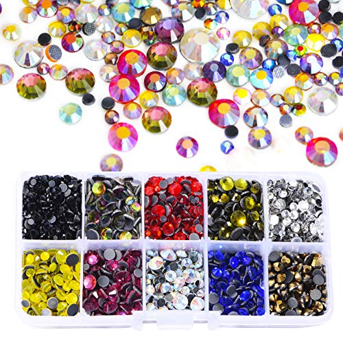 Blinginbox 5000 piezas mezcla de colores/tamaños AB con caja 10 colores DMC Hot Fix Rhinestones Cristal Strss Hotfix Rhinestones para ropa, Mixed color, Mixed size