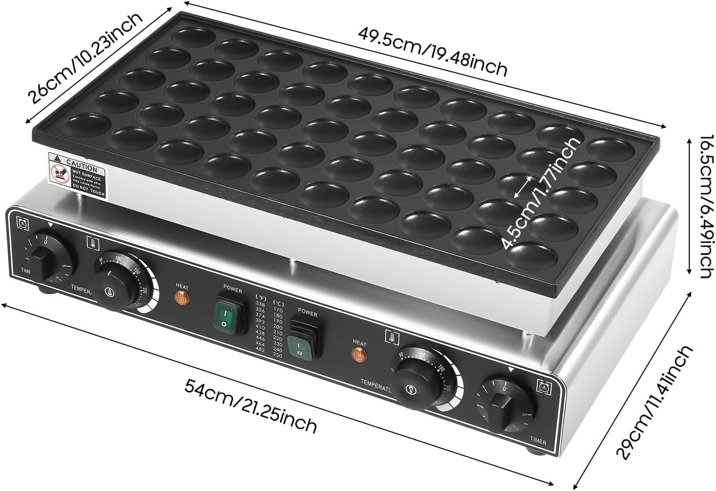 Máquina de Gofres 50 Huecos, Gofrera Eléctrica Antiadherente con Placas Giratorias 360°, Ideal para Sándwiches y Tortitas de Desayuno Familia, Brunch y Preparación de Comidas