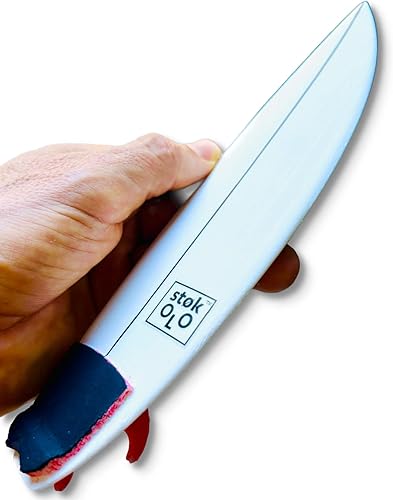 Tabla de surf blanca modelo grande de 8.5 pulgadas, arte realista de tabla de surf para decoración de casa para oficina, aletas rojas, almohadilla