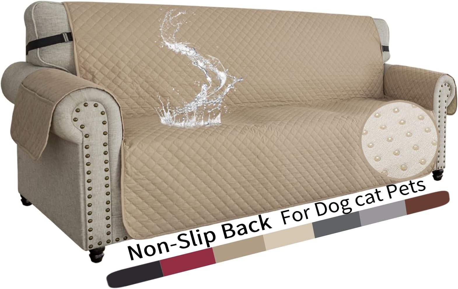 130X195cm Seater Pet Sofa Protector Cover Quilted Couch Covers Lounge Slipcover - Beige main image 1
