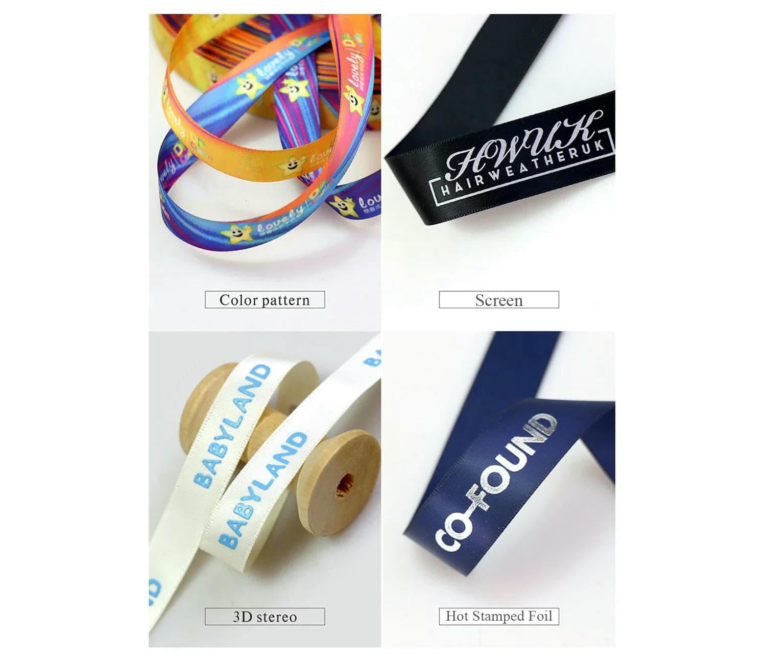 Cintas de satén con logotipo impreso (10 mm a 32 mm, 100 yardas) - Serigrafía - 16 mm x 100 yardas