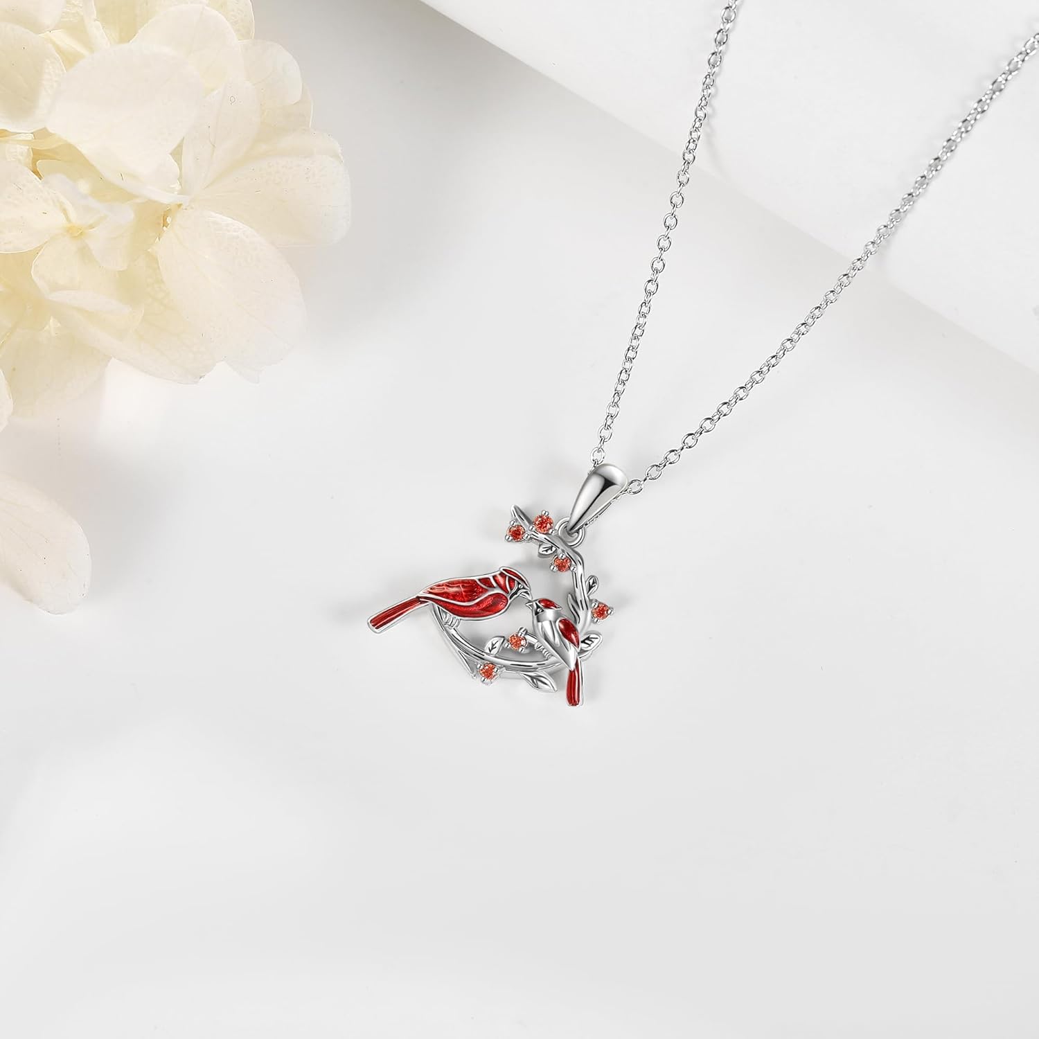 Cardinal Necklace 925 Sterling Silver Red Cardinal Pendant Christmas Mother's Day Bird Jewelry for Women Mom - Image 3