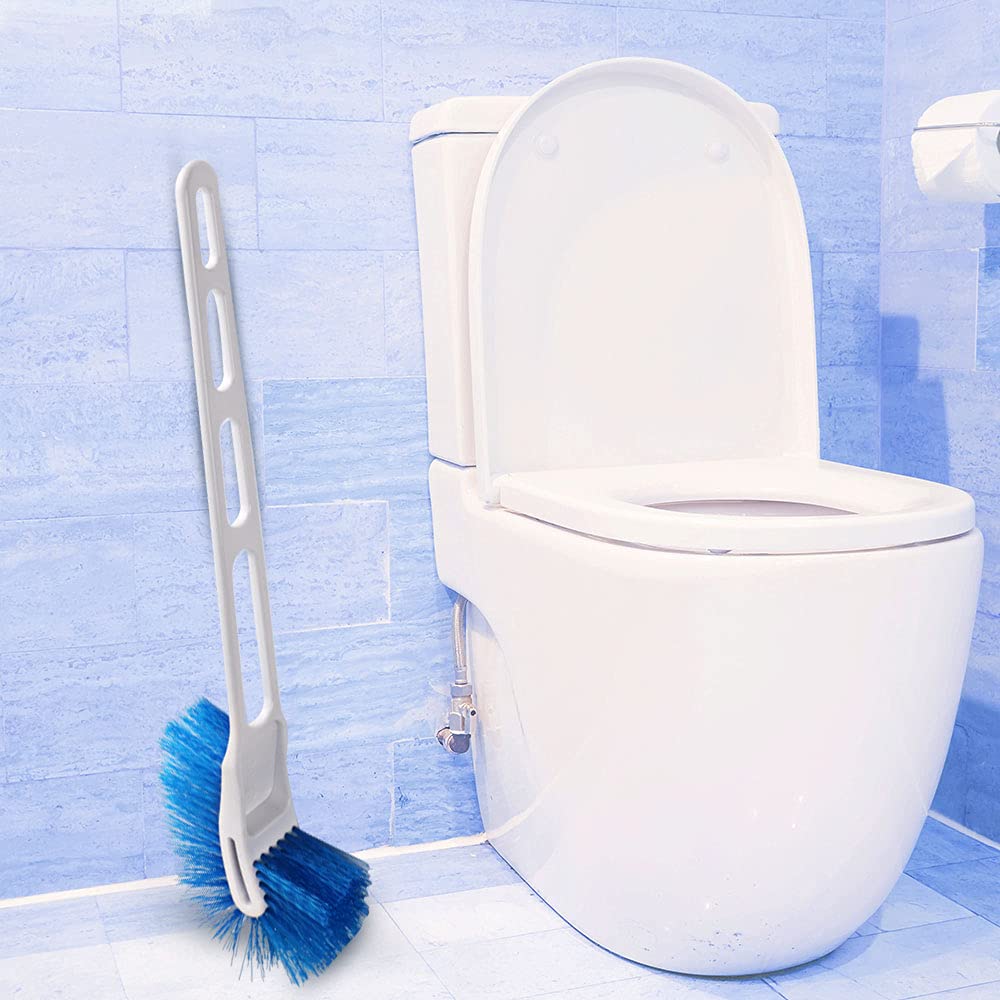 Kleeno Cello Plastic by Cello Eco Hockey Toilet Brush | Longer Handle Ergonomic Design | Angular Design to Reach All Corners | Set of 1, Blue & White - Image 4 thumbnail