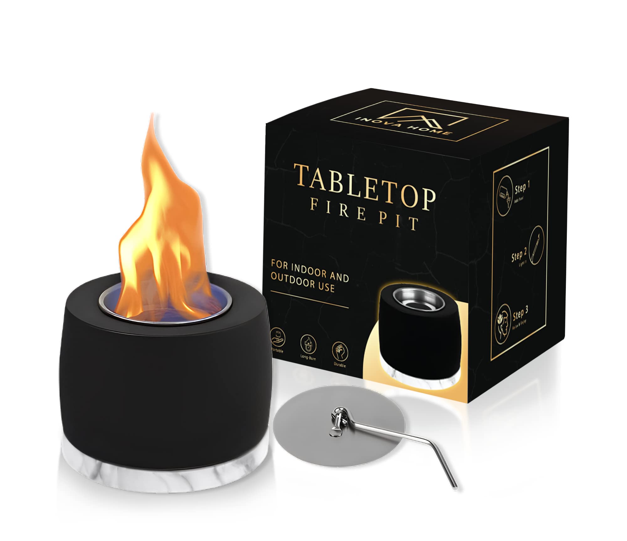 Buy op Fire Pit, Portable Fire Pit with Extinguisher, Black Concrete