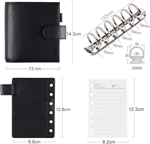 Miniatura 6 de Moterm Pocket Luxe - Planificador de anillos  Organizador de carpeta de cuero genuino (anillo de 1.18 pulgadas, color rosa fucsia y gris piedra)