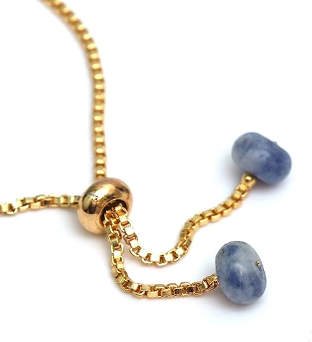 Vista 54 de Gempires - Pulsera de cuentas redondas naturales, chapada en oro amarillo de 14 quilates, joyería hecha a mano, pulseras ajustables para mujer