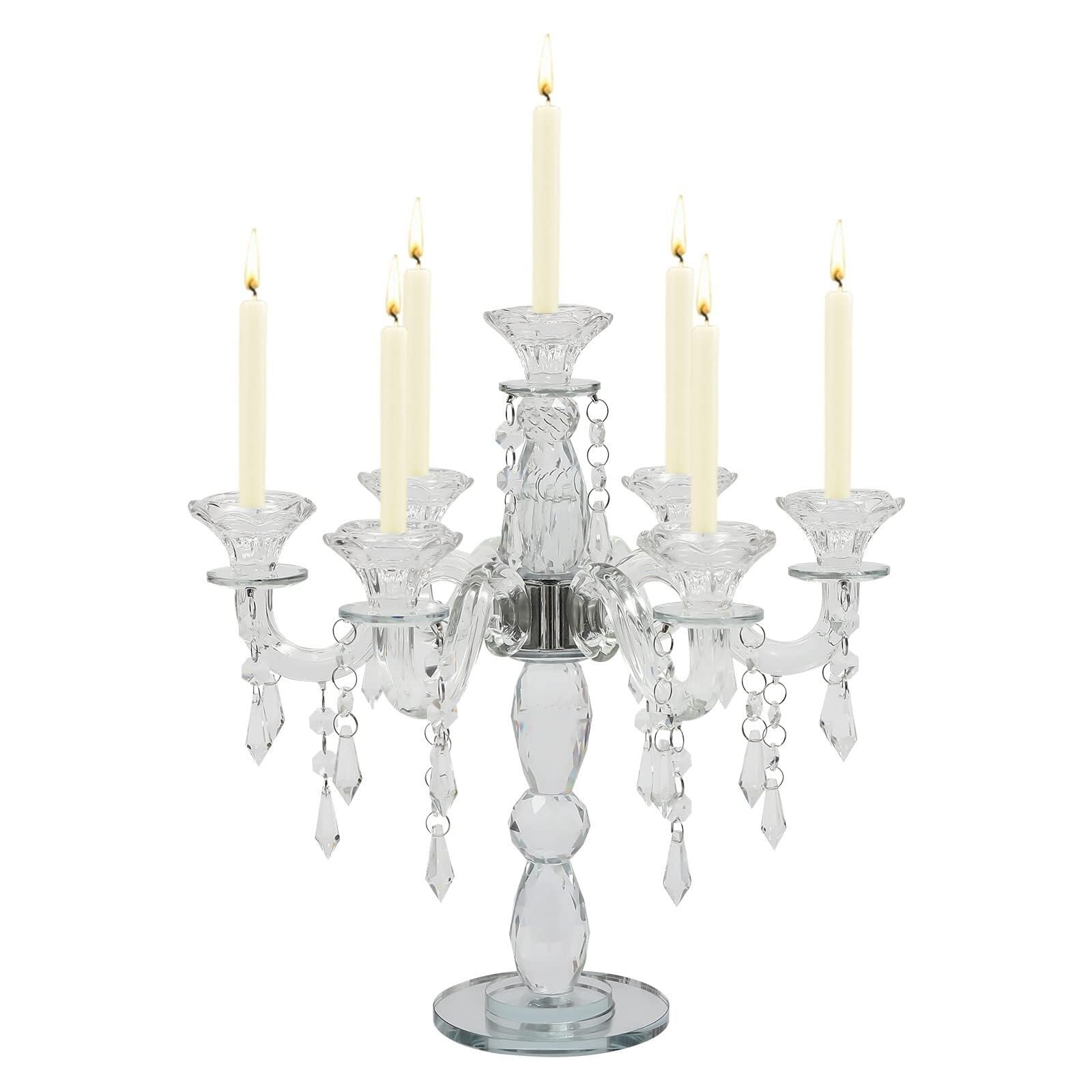 Chandelier moderne en cristal 7 branches bougeoir mariage VZXATYOP