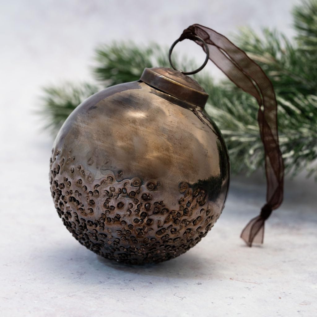 Arthur Cameron: Moitie Elegant Glass Christmas Tree Decorations – Stylish Xmas Decorations for Indoors & Timeless Christmas Ornaments (Steel)