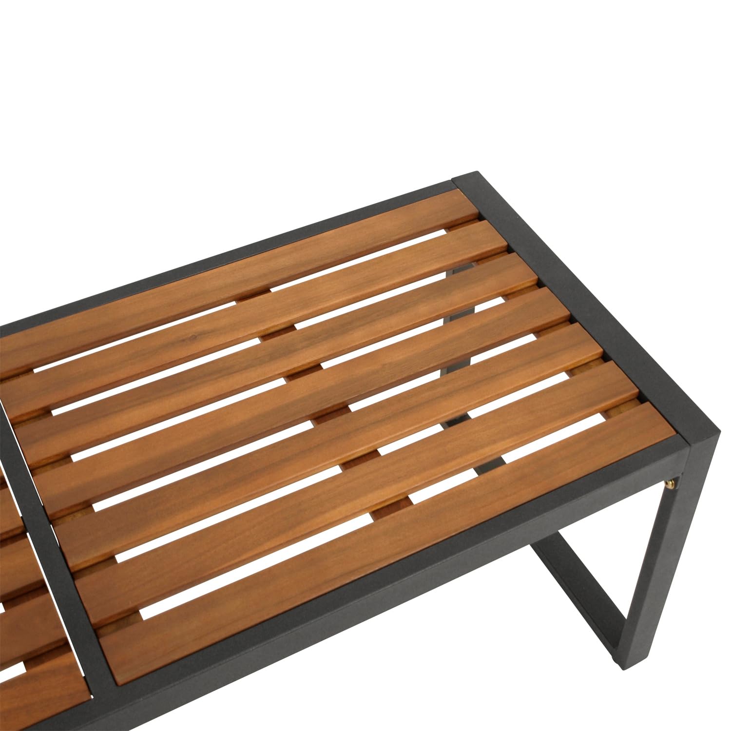 DEGAMO Gartenbank Hockerbank RAGUSA 2-sitzer 123cm, Gestell Metall anthrazit, Sitzfläche Akazie geölt, Outdoor