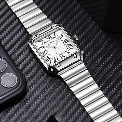 Miniatura 5 de Relojes cuadrados clásicos para hombre con números romanos reloj casual