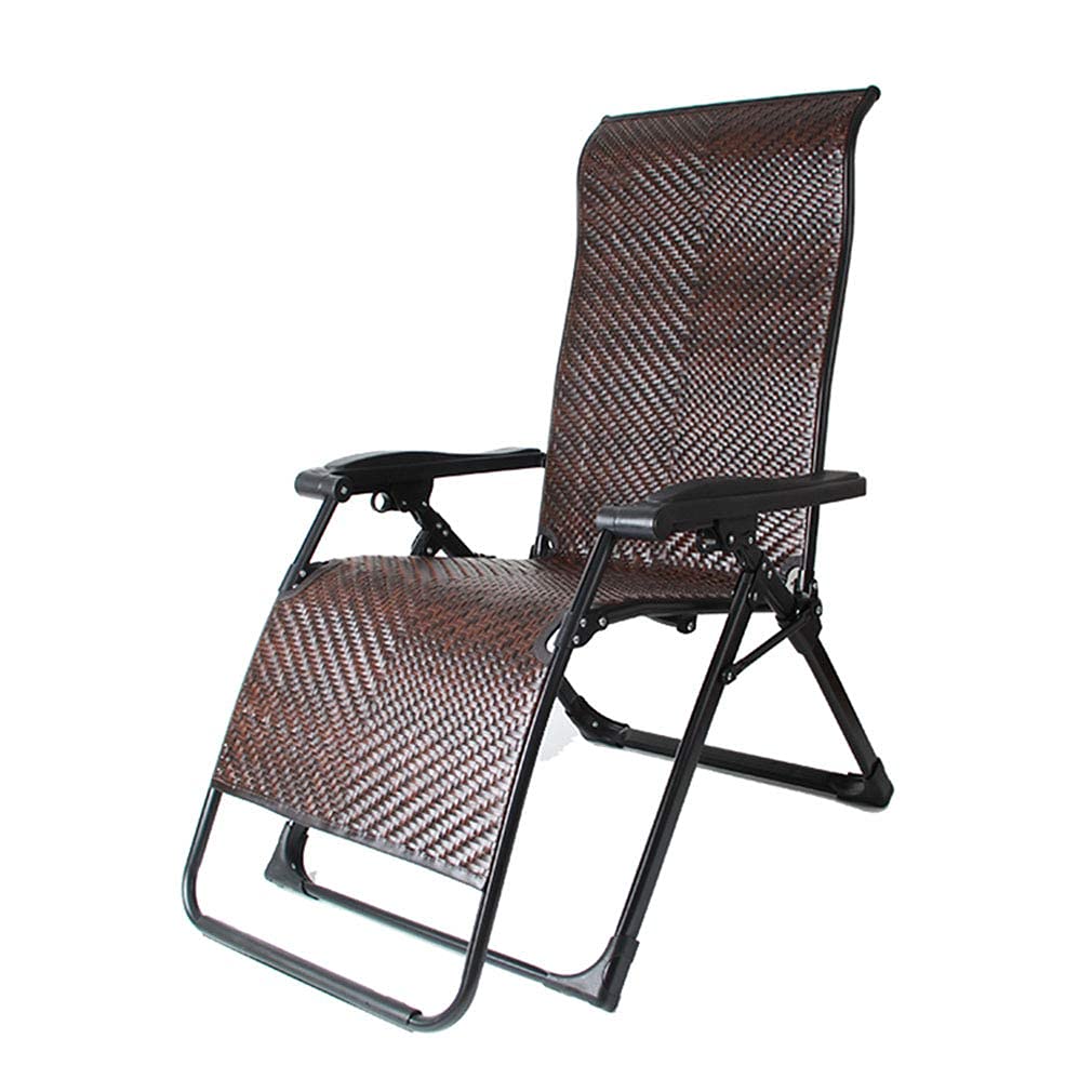 WOTZOV Folding Chair Lazy Lounge Chair Rattan Sun Lounger Heavy Duty Zero Gravity Chair Adjustable Backrest Bungee Chairs