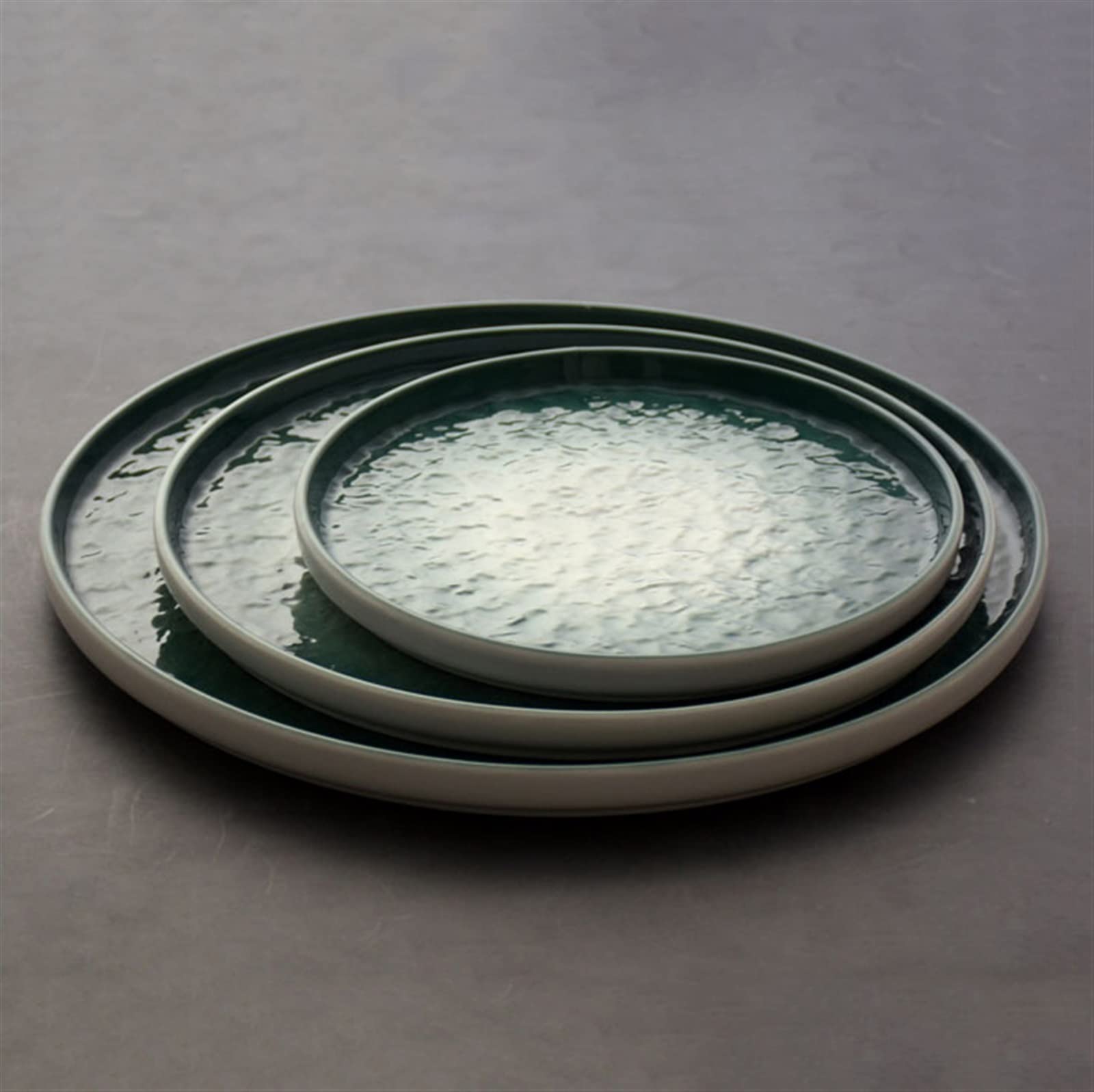 Talerze Obiadowe Stopniowy zielony talerz Domowy ceramiczny do jadalni Wzór z kamieniem Płaski obiadowy Talerz deserowy Kuchnia Restauracja Prosty płaski Głęboki