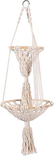 UPKOCH 2 Tier Macrame Hanging Fruit Basket Boho Vegetable Holder for Kitchen Food Storage with Hook Bohemian Cotton Produce Organizer Plant Hanger Decor