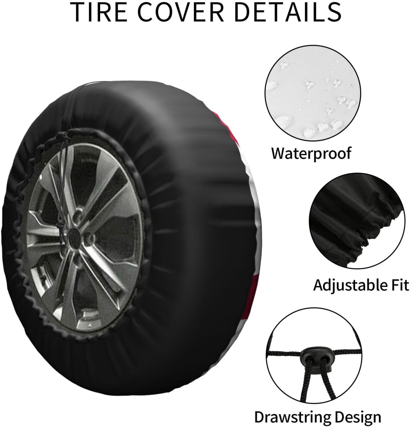 WURTON Flag of Florida Print Tire Cover Universal Spare Wheel for Trailer Rv SUV Truck Camper Travel Accessories, 17 inch, White, MC700