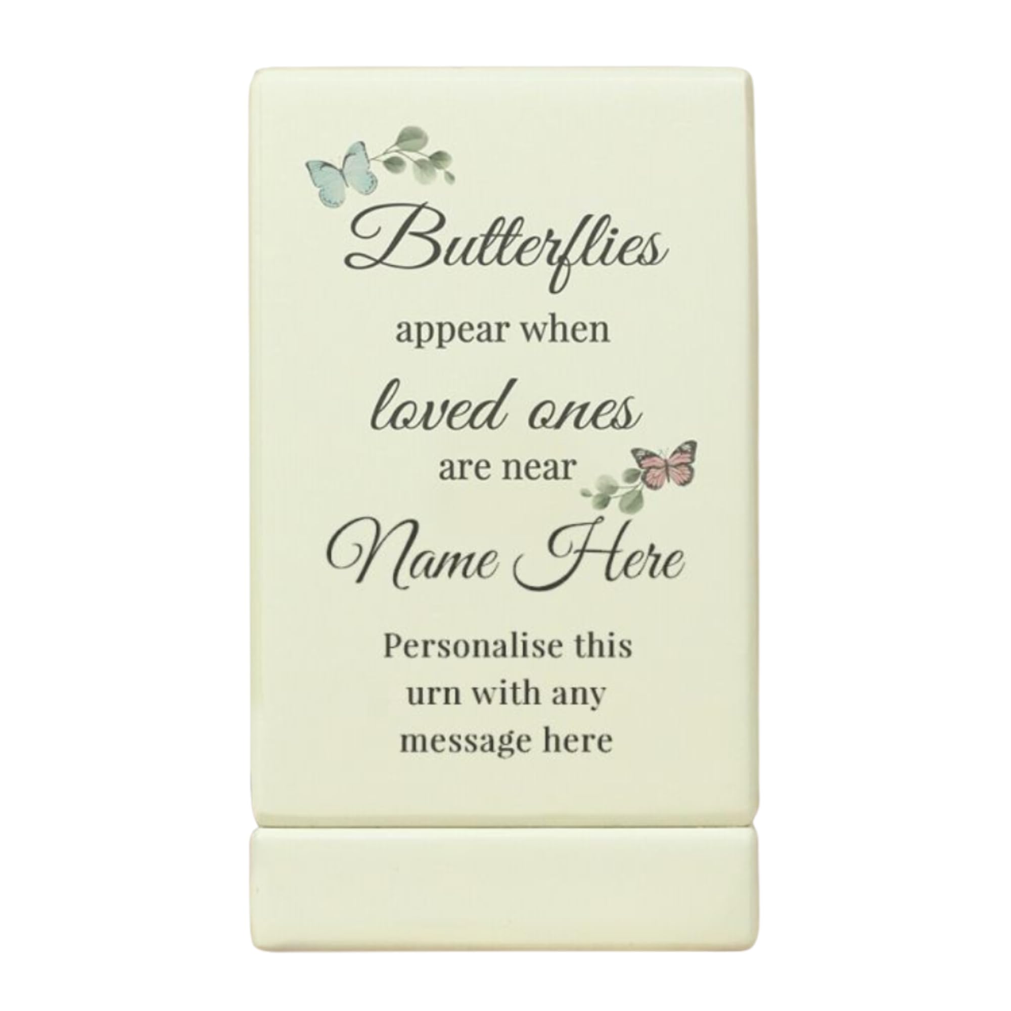 Caleli Gifts White Personalised Wooden Urn. Small Wooden Urn.