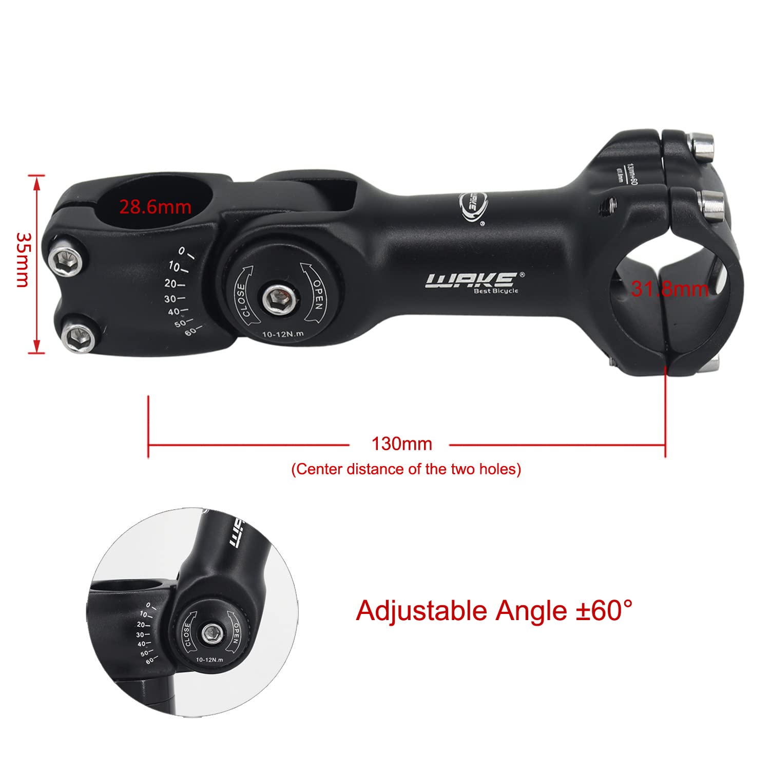 Attacco Manubrio MTB 31.8mm/25.4mm Attacco Manubrio Bici da Corsa 90mm/110mm/130mm Forcella Prolunga Extender 0~60 Gradi Regolabile